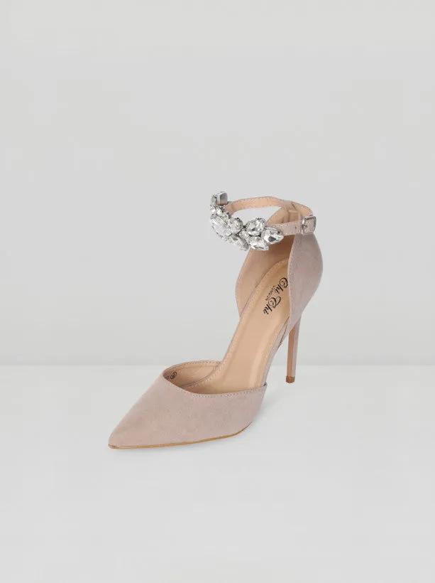 High Heel Embellished Strap Court Shoes in Beige sold by Chi Chi London product image thumbnail 3