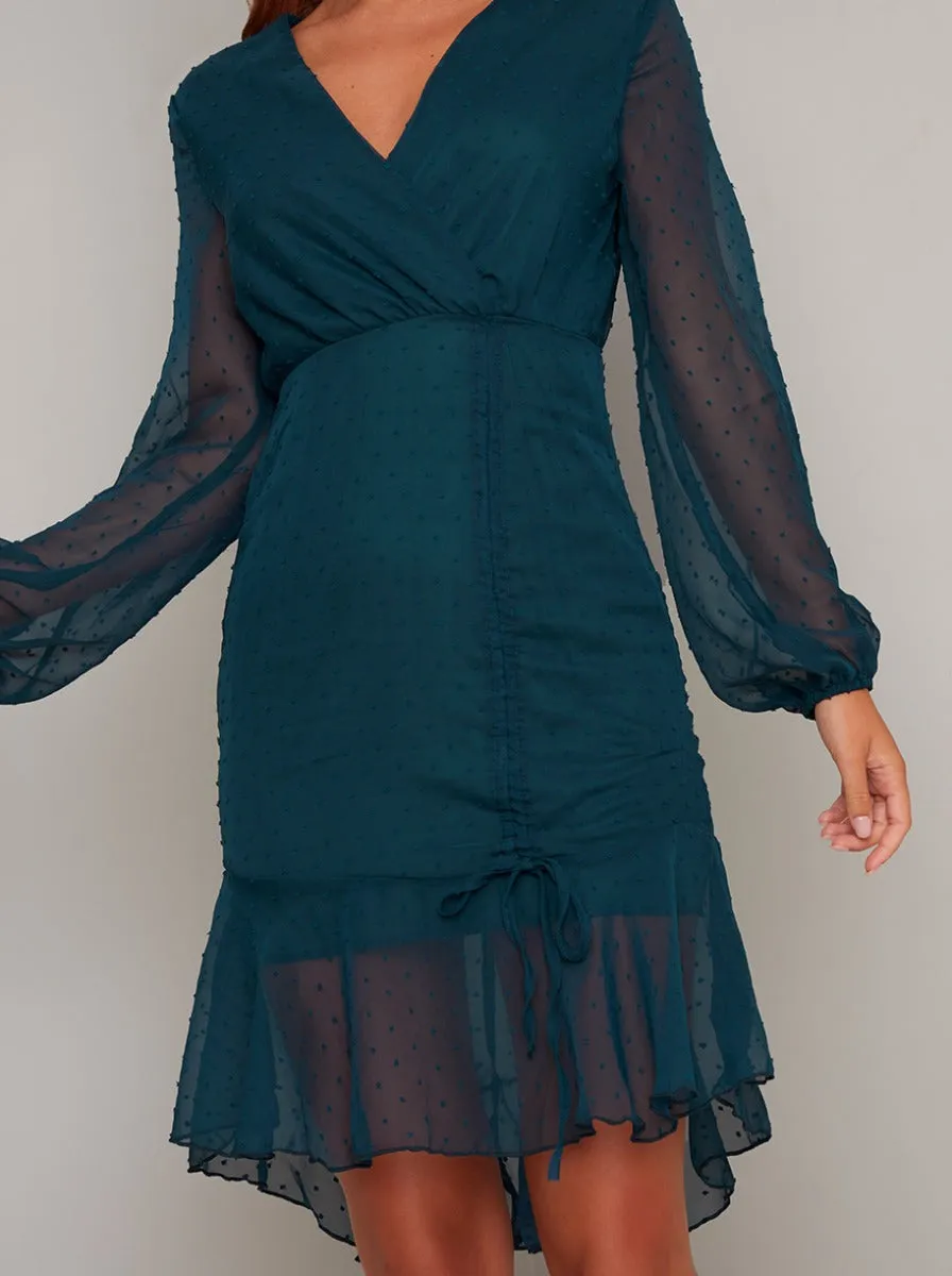 Polka Dot Balloon Sleeve Midi Dress in Green sold by Chi Chi London product image thumbnail 3