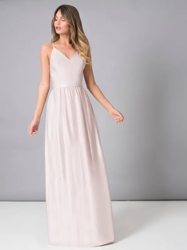 Cami Satin Maxi Dress in Mink sold by Chi Chi London