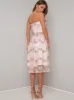 Embroidered Floral Bandeau Midi Dress in Pink sold by Chi Chi London