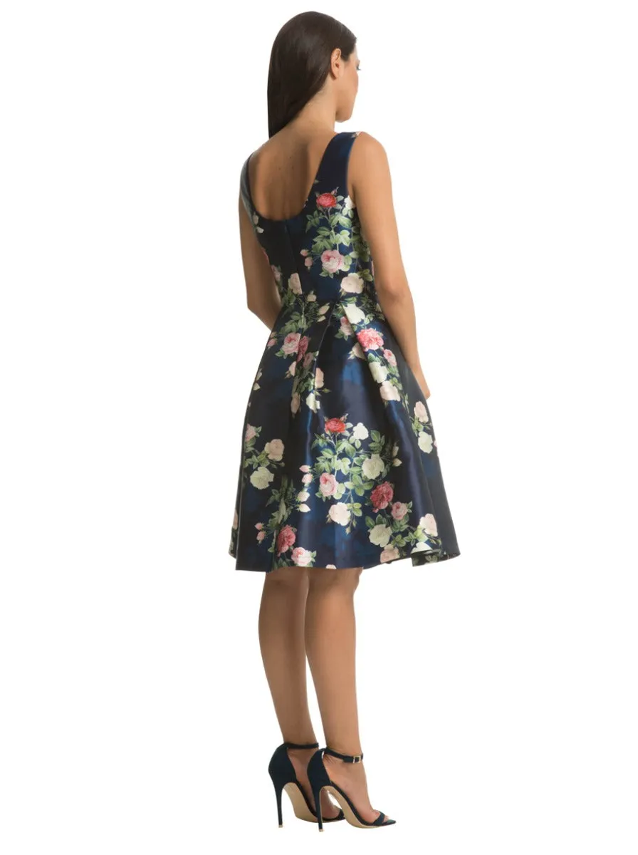 Boat Neck Floral Skater Dress in Navy sold by Chi Chi London product image thumbnail 2