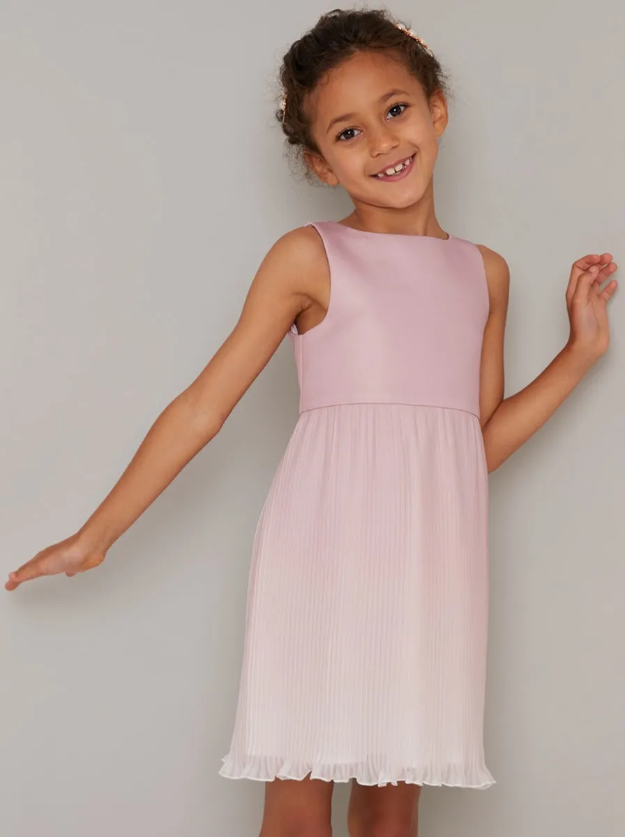Girls Ombre Pleated Midi Dress in Pink sold by Chi Chi London
