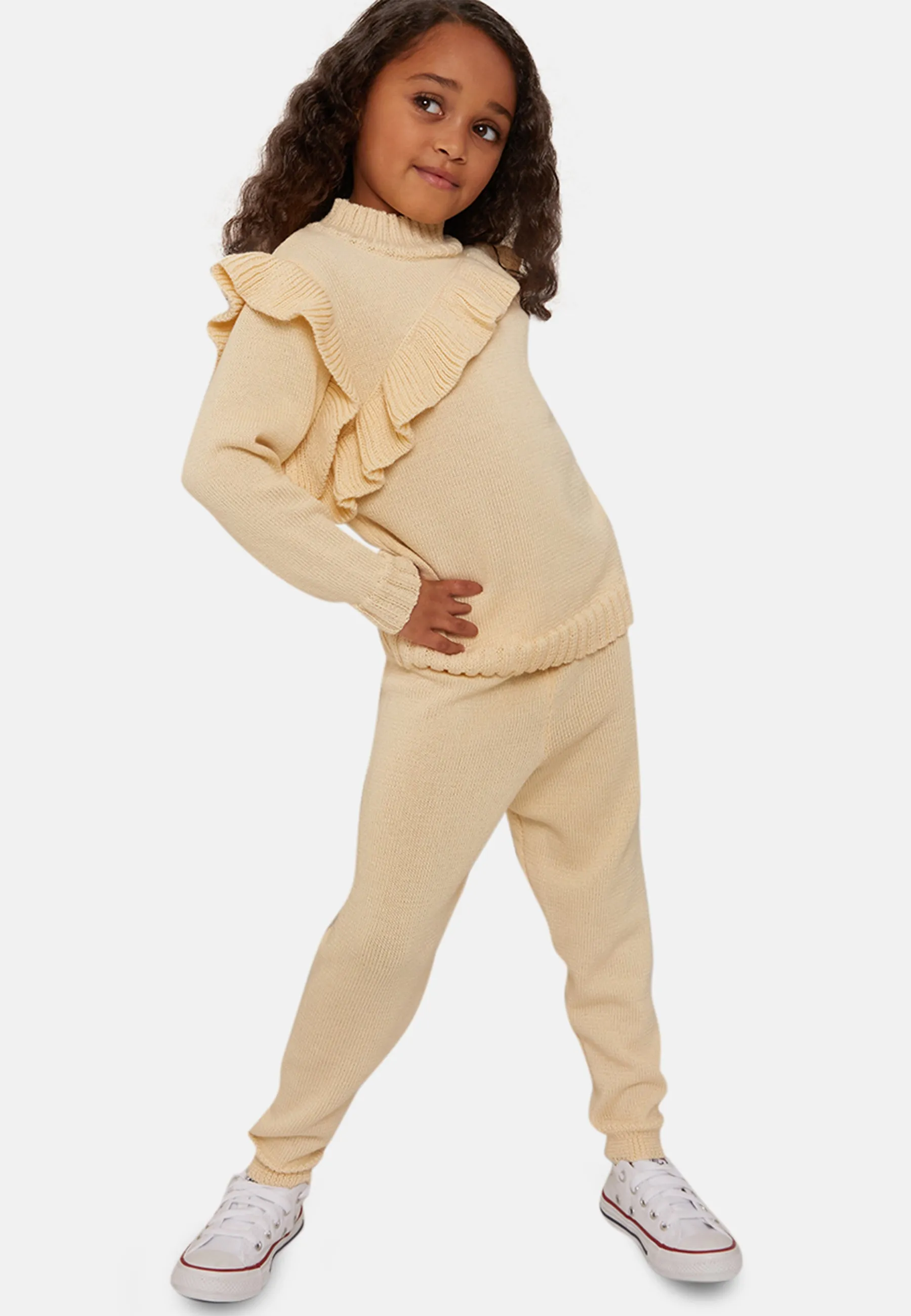 Girls Ruffle Detail Lounge Set in Cream sold by Chi Chi London product image thumbnail 5