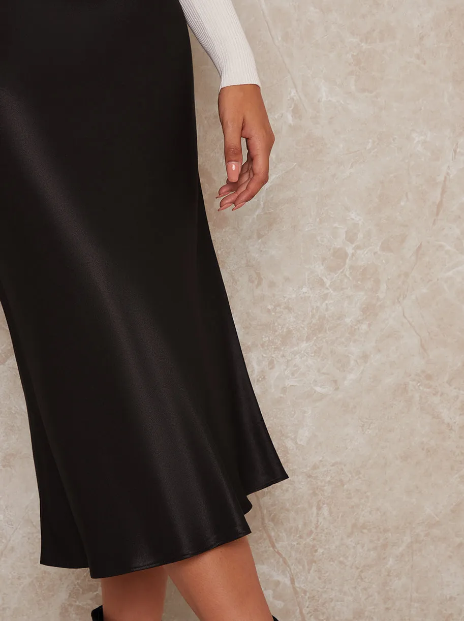 Satin Slip Midi Skirt in Black sold by Chi Chi London product image thumbnail 4