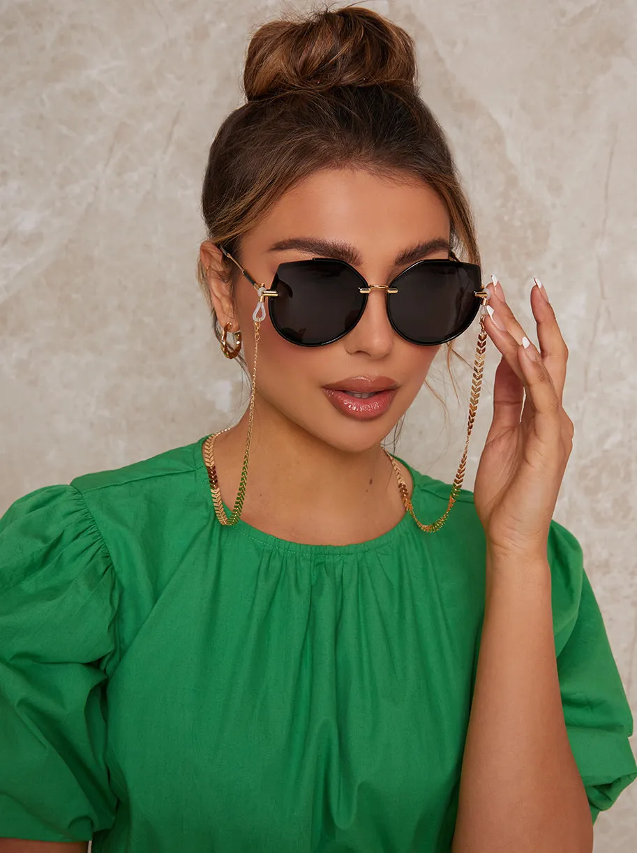 Leaf Detail Sunglasses Chain in Gold sold by Chi Chi London