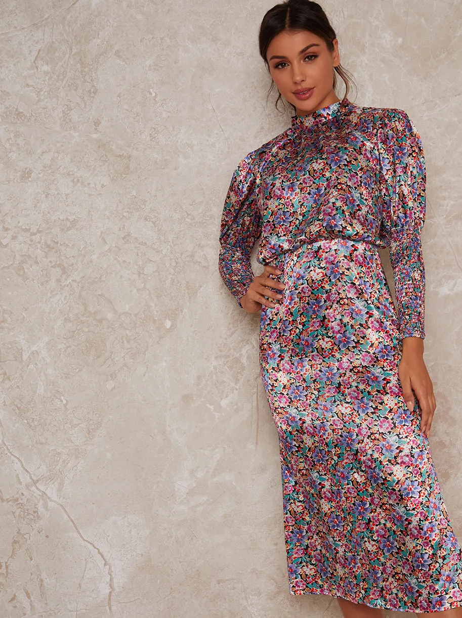 High Neck Balloon Sleeve Midi Dress in Black sold by Chi Chi London product image thumbnail 2