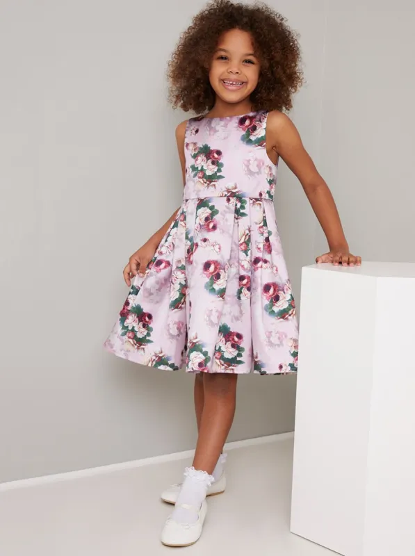 Girls Floral Skater Dress in Pink sold by Chi Chi London
