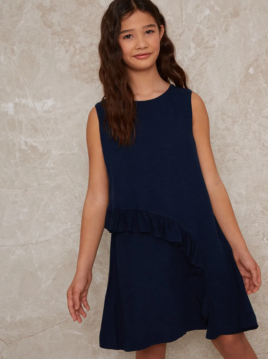 Girls Sleeveless Ruffle Midi Dress in Navy sold by Chi Chi London product image thumbnail 2