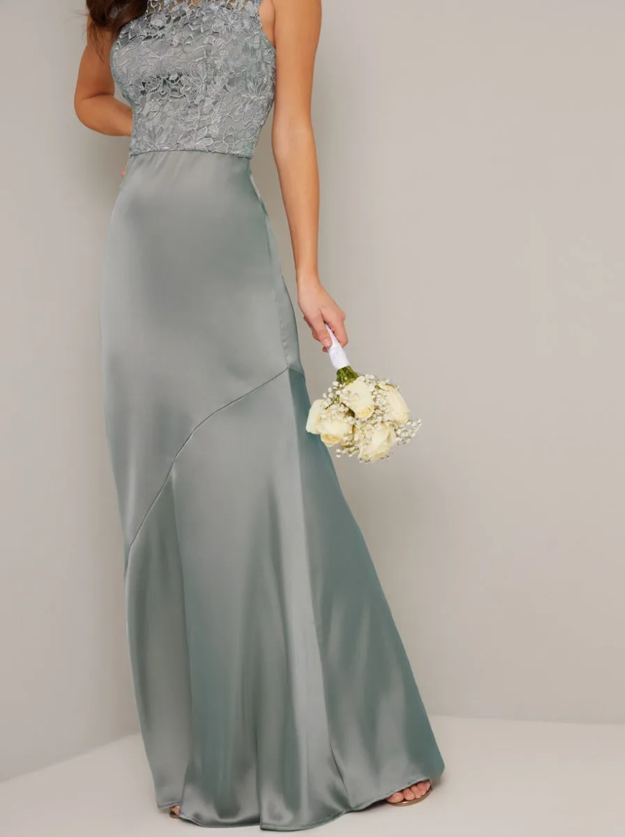 Sleeveless Crochet Maxi Bridesmaid Dress in Green sold by Chi Chi London product image thumbnail 2