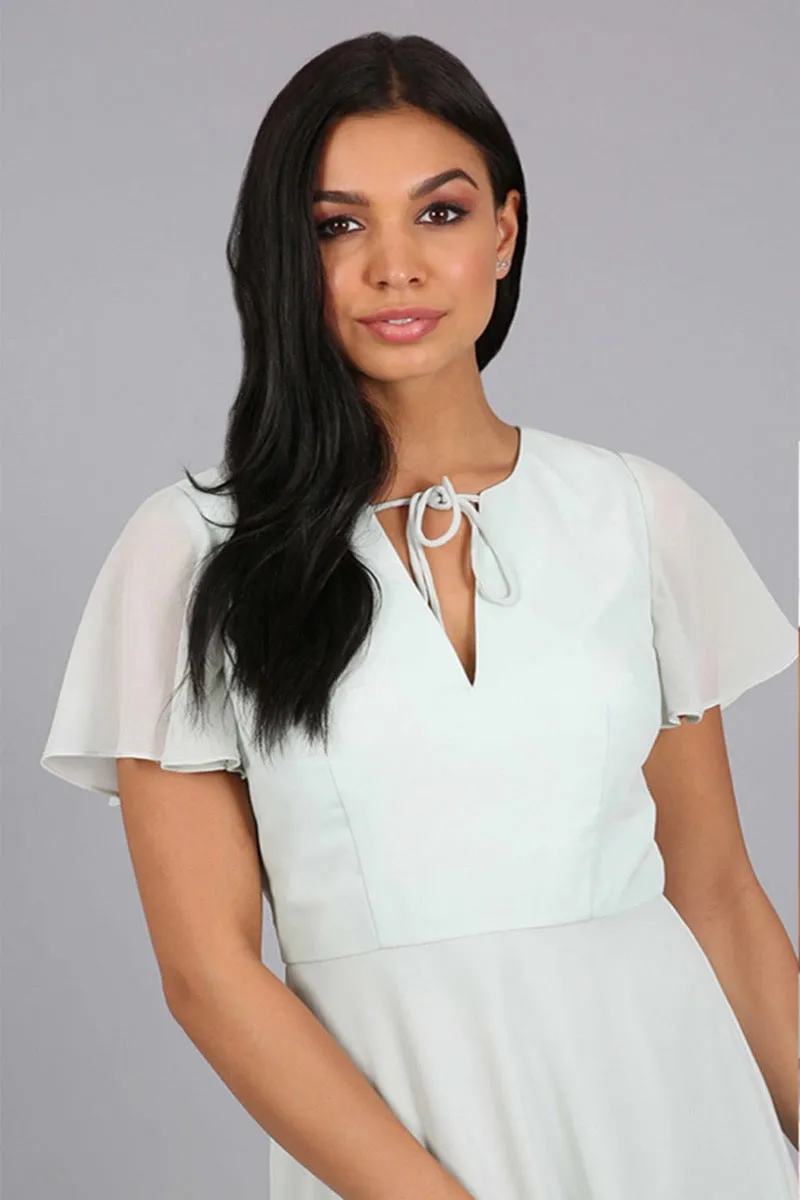 Angel Sleeved Tie Maxi Dress in Green sold by Chi Chi London product image thumbnail 3