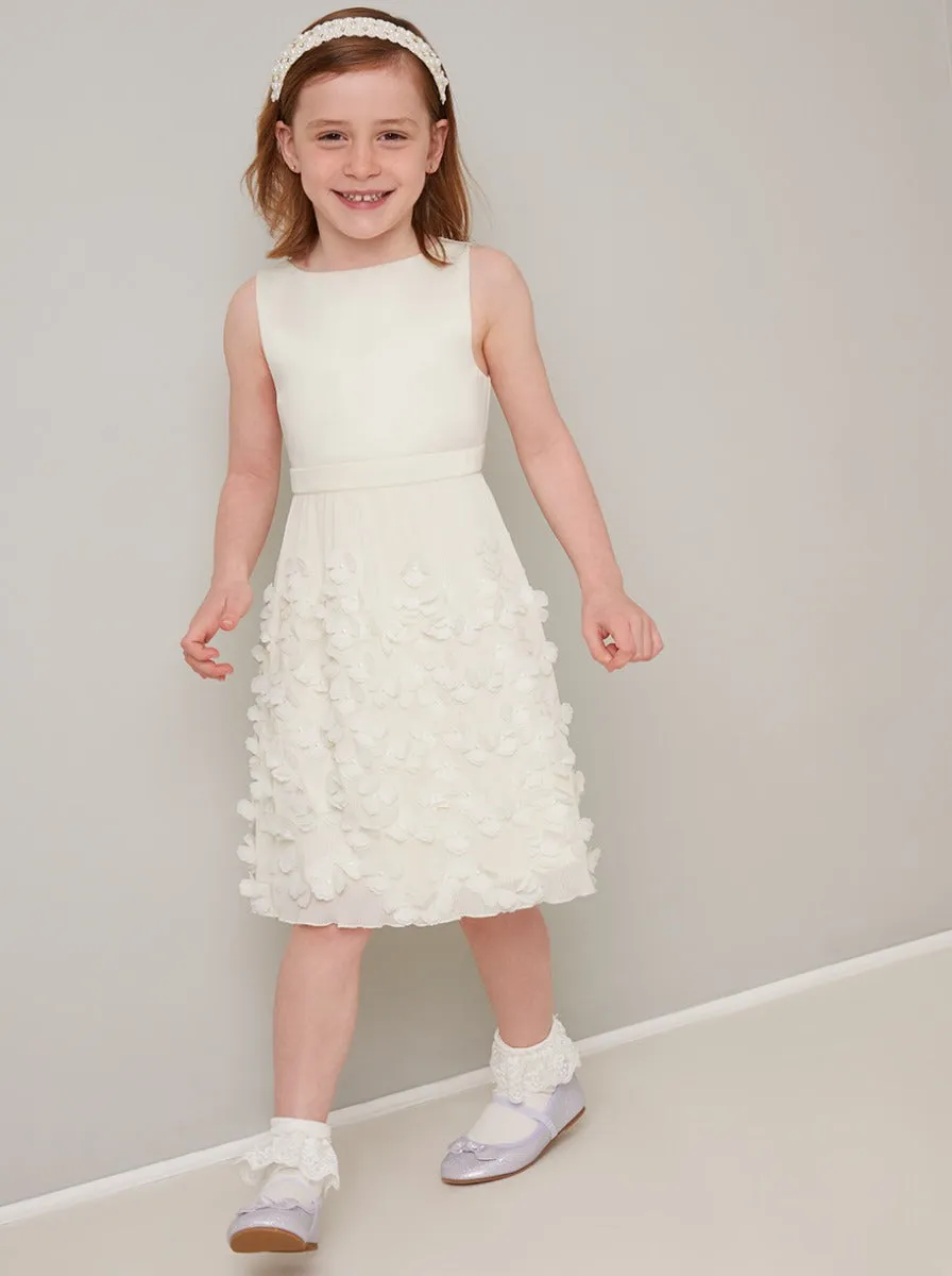 Girls 3D Flowergirl Dress in Cream sold by Chi Chi London product image thumbnail 4