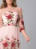 Floral Embroidered Sheer Sleeved Midi Dress in Pink sold by Chi Chi London