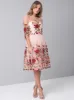 Floral Embroidered Sheer Sleeved Midi Dress in Pink sold by Chi Chi London