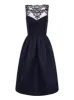 Embroidered Bodice Midi Dress in Navy sold by Chi Chi London