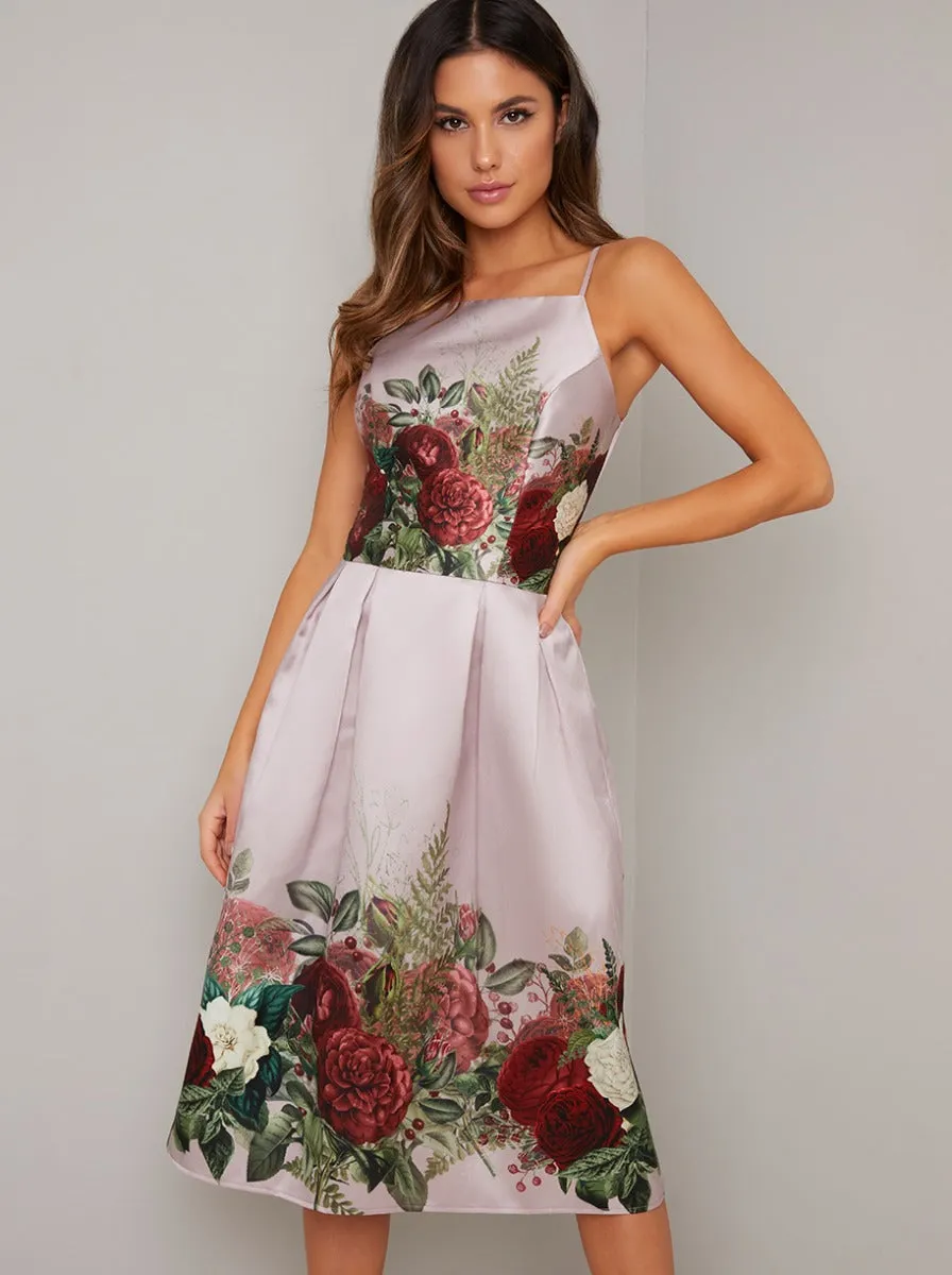 Cami Strap Floral Print Midi Dress in Pink sold by Chi Chi London product image thumbnail 2