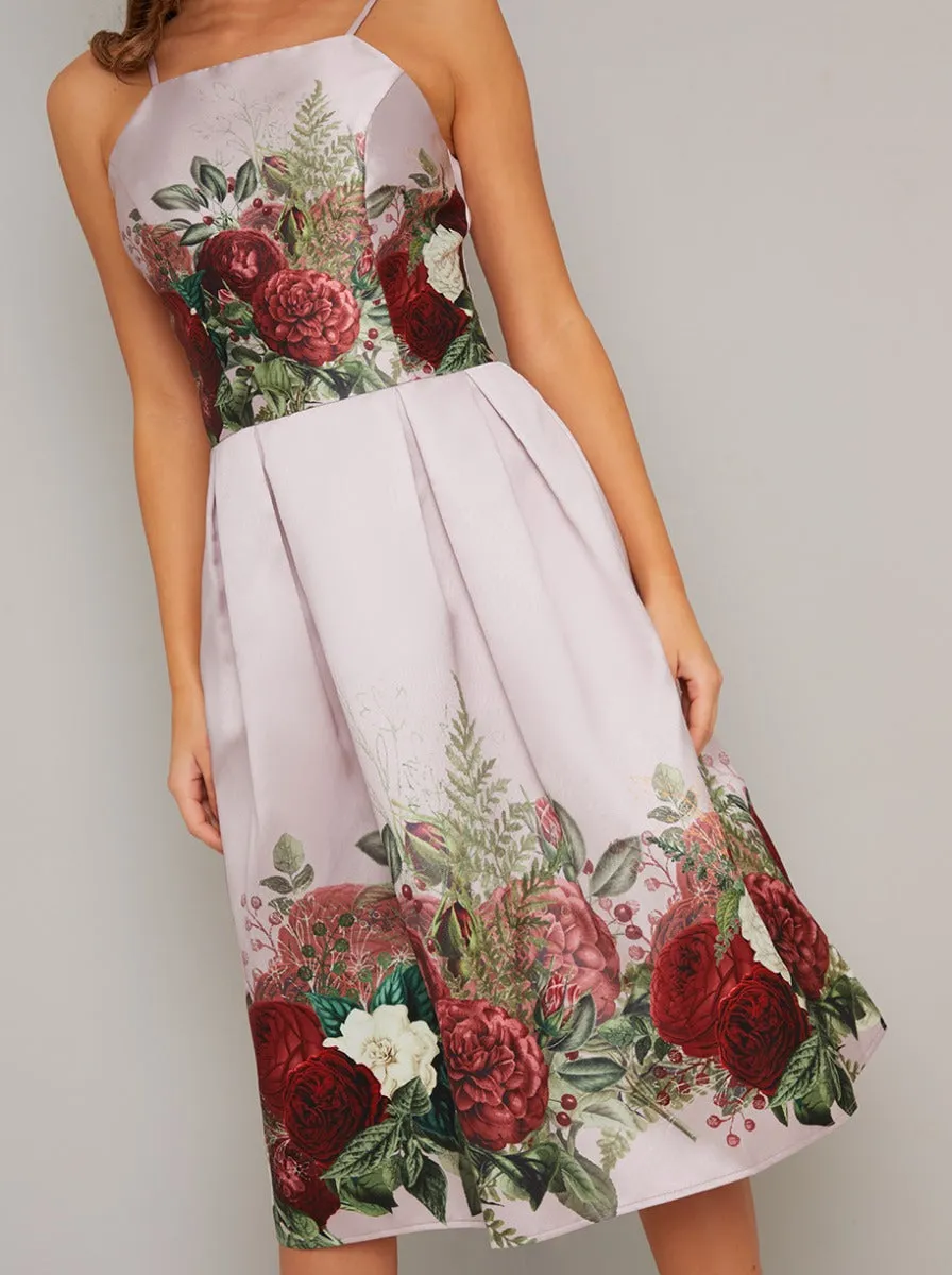 Cami Strap Floral Print Midi Dress in Pink sold by Chi Chi London product image thumbnail 3