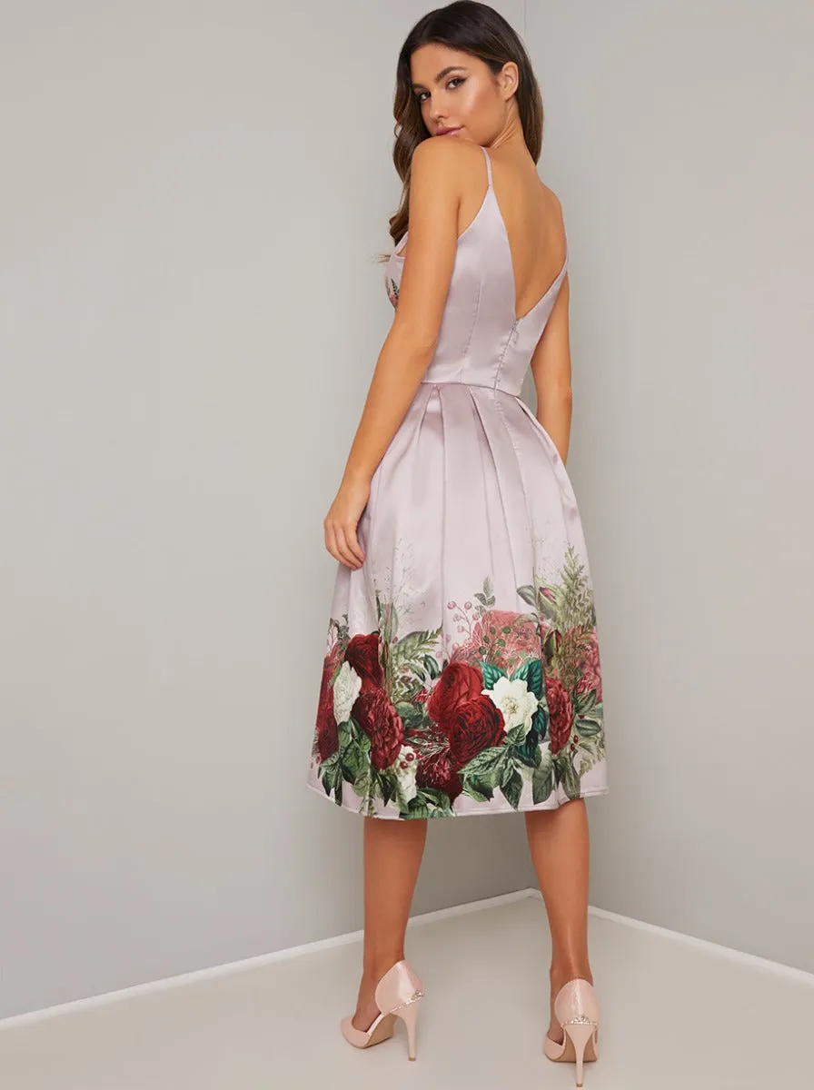 Cami Strap Floral Print Midi Dress in Pink sold by Chi Chi London product image thumbnail 4