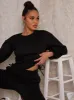 Ruched Detail Sweatshirt & Jogger Loungewear Set in Black sold by Chi Chi London