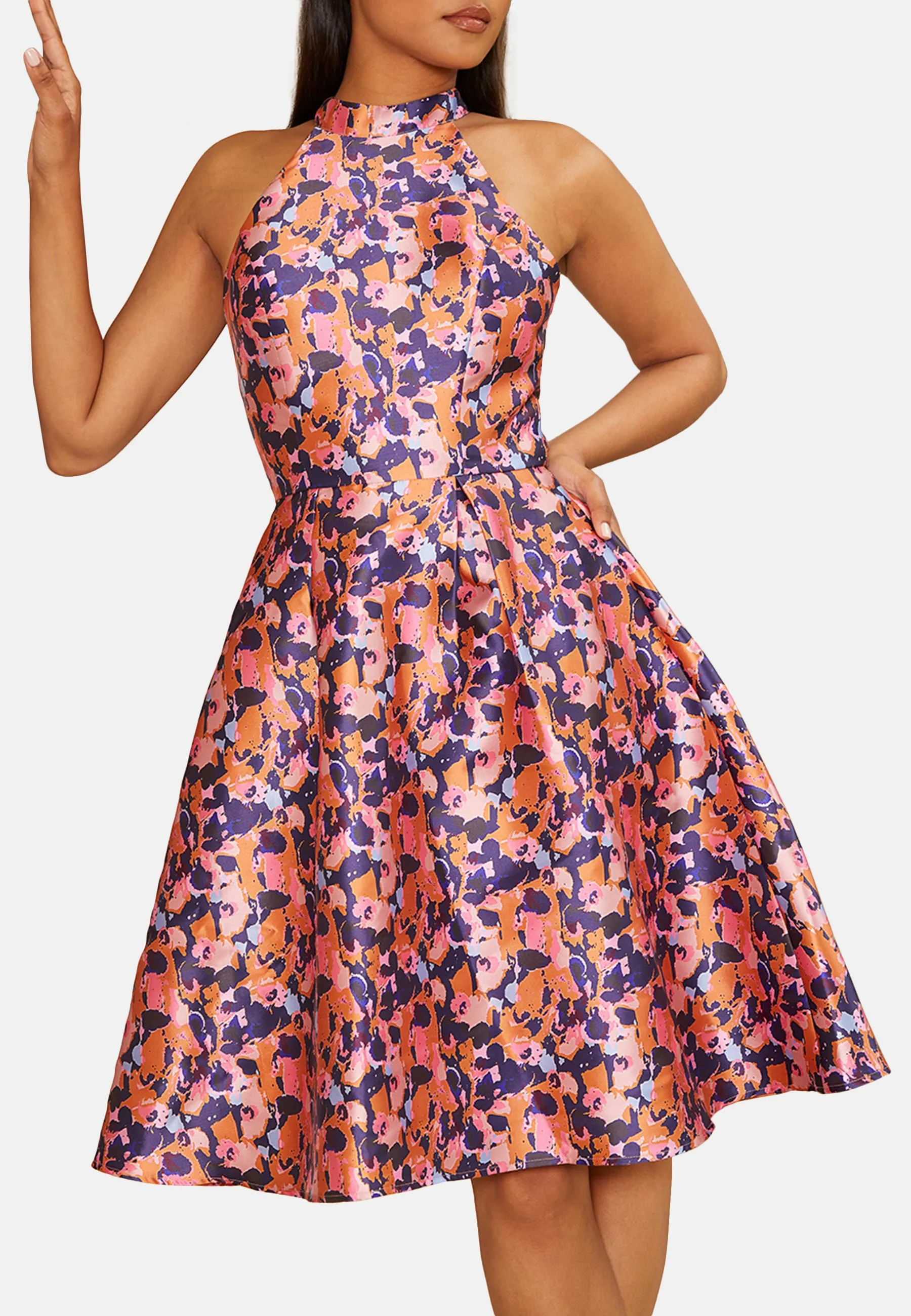 Halter Neck Abstract Print Midi Dress in Blue sold by Chi Chi London product image thumbnail 5