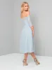 Lace Bardot Midi Dress in Blue sold by Chi Chi London