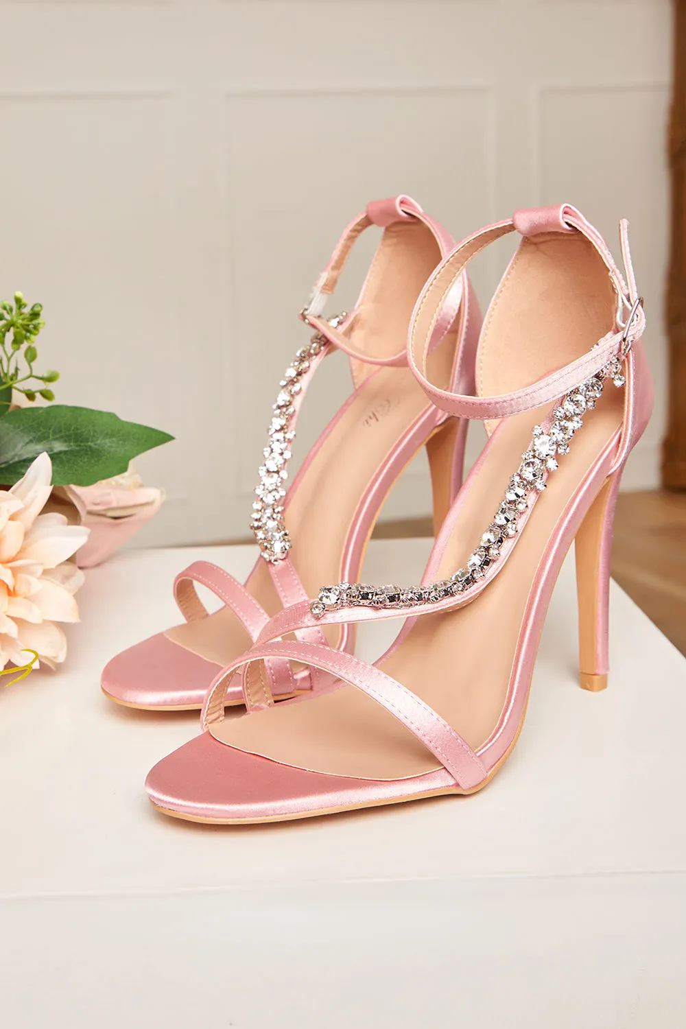 High Heel Diamante Strap Sandals in Pink sold by Chi Chi London product image thumbnail 5