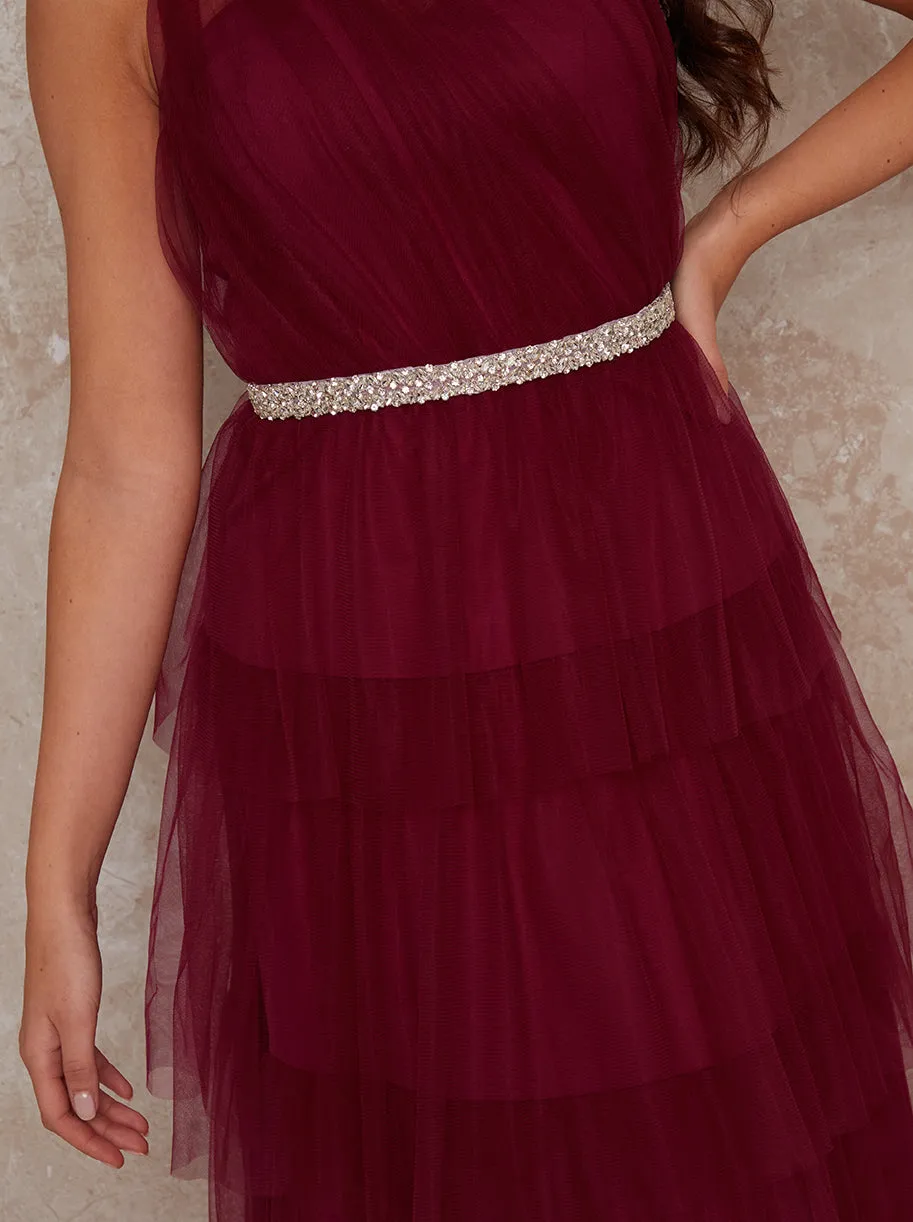 Diamante Belt with Ribbon Fastening in Berry sold by Chi Chi London product image thumbnail 2