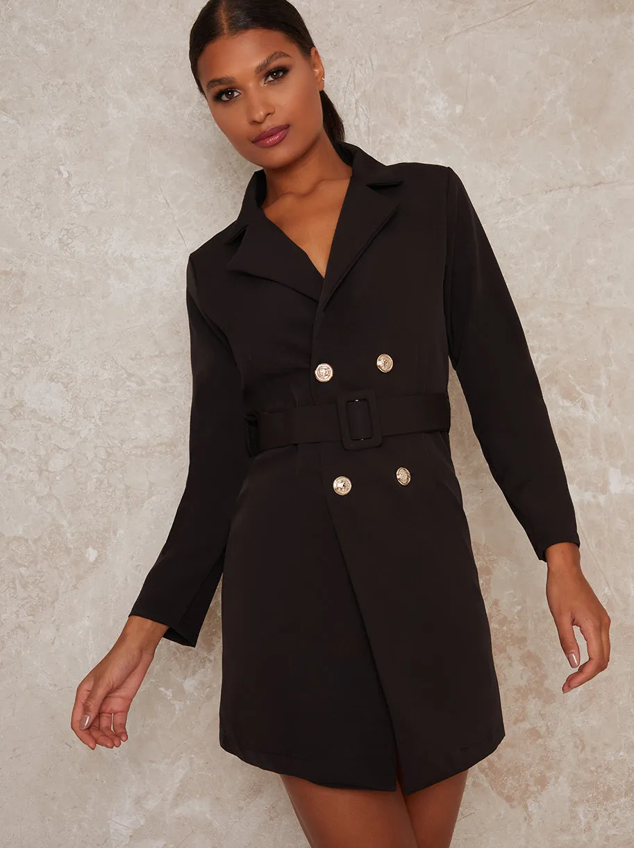 Blazer Double Breasted Mini Dress in Black sold by Chi Chi London product image thumbnail 2