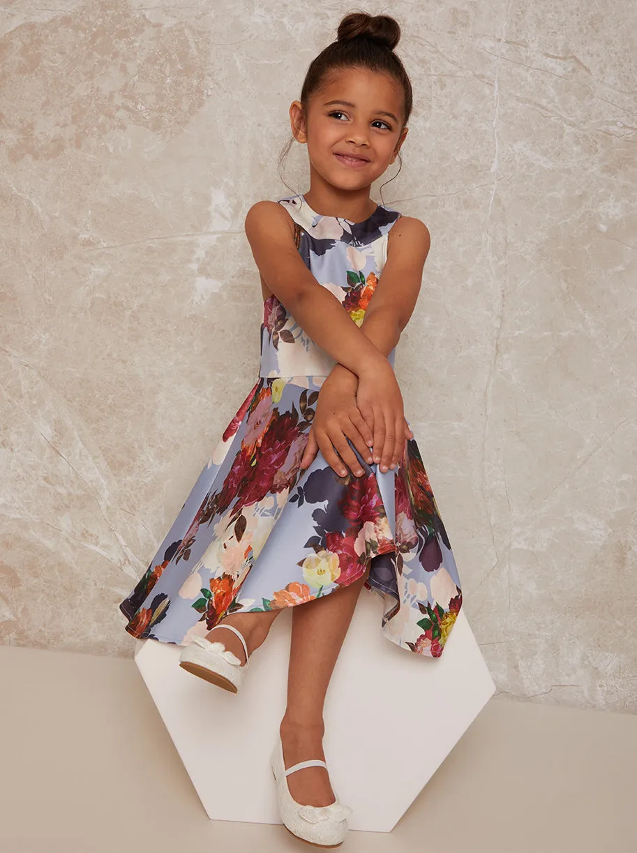 Girls Floral Print Halterneck Dress in Blue sold by Chi Chi London product image thumbnail 4
