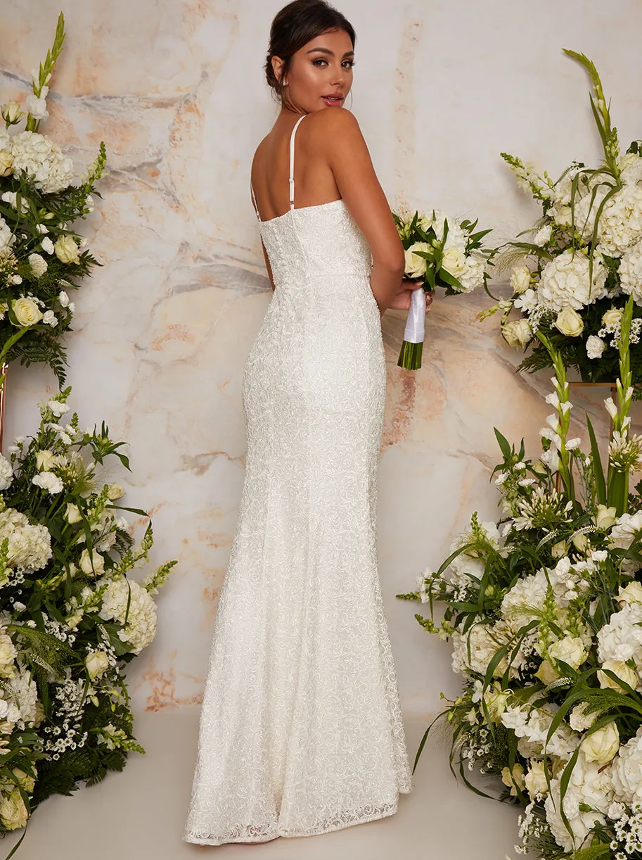 Cami Sequin Embellished Wedding Dress in White sold by Chi Chi London product image thumbnail 4