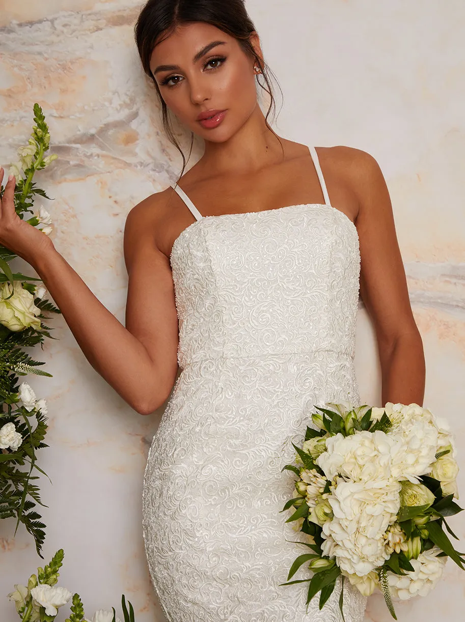 Cami Sequin Embellished Wedding Dress in White sold by Chi Chi London product image thumbnail 3