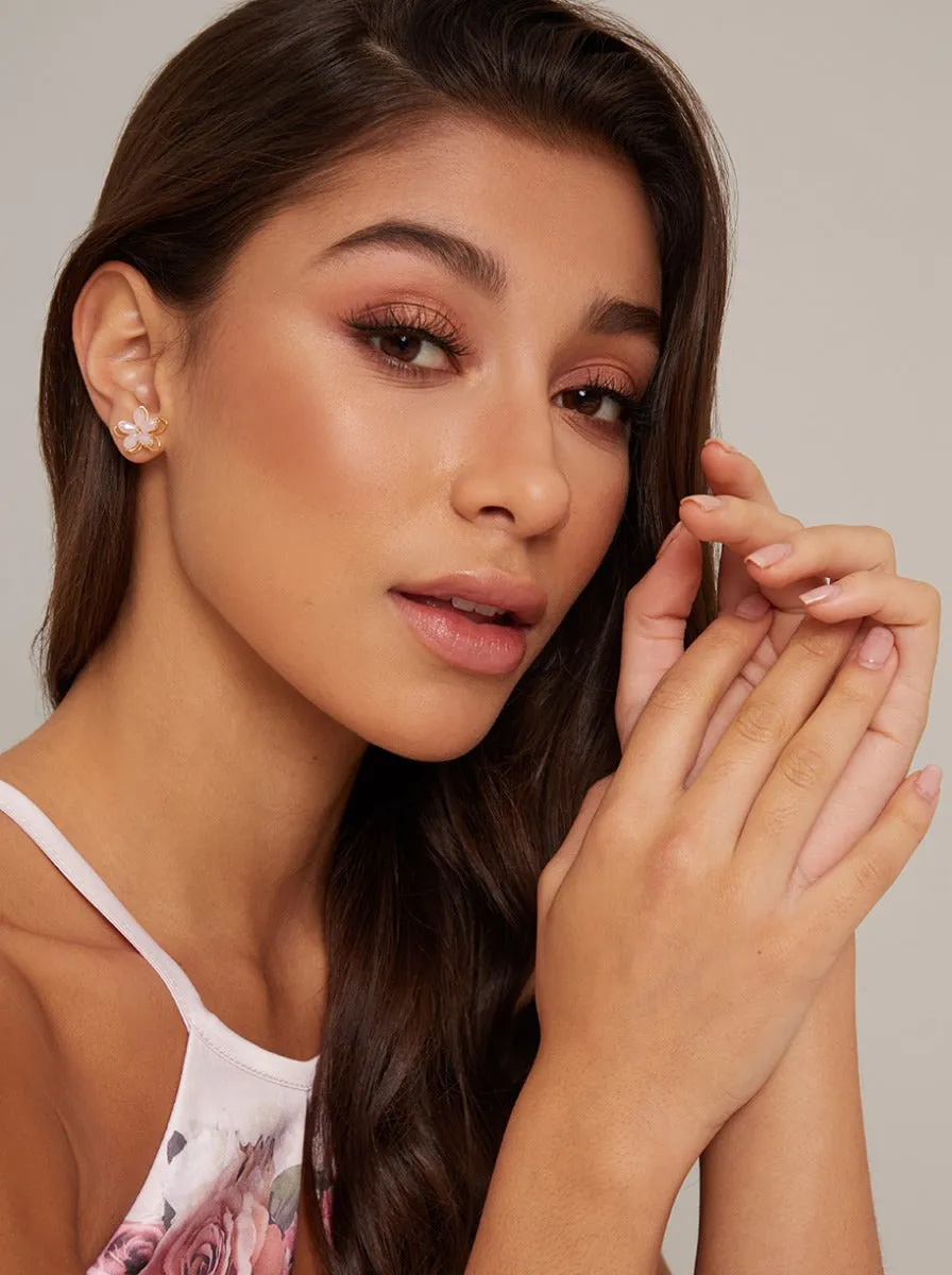 Flower Stud Earrings in Gold Tone sold by Chi Chi London product image thumbnail 2