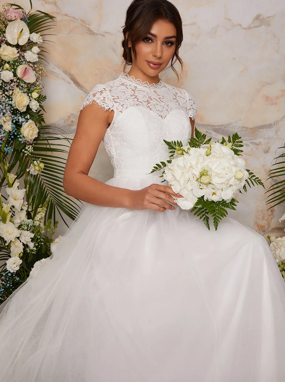 Premium Lace Backless Wedding Dress in White sold by Chi Chi London product image thumbnail 3