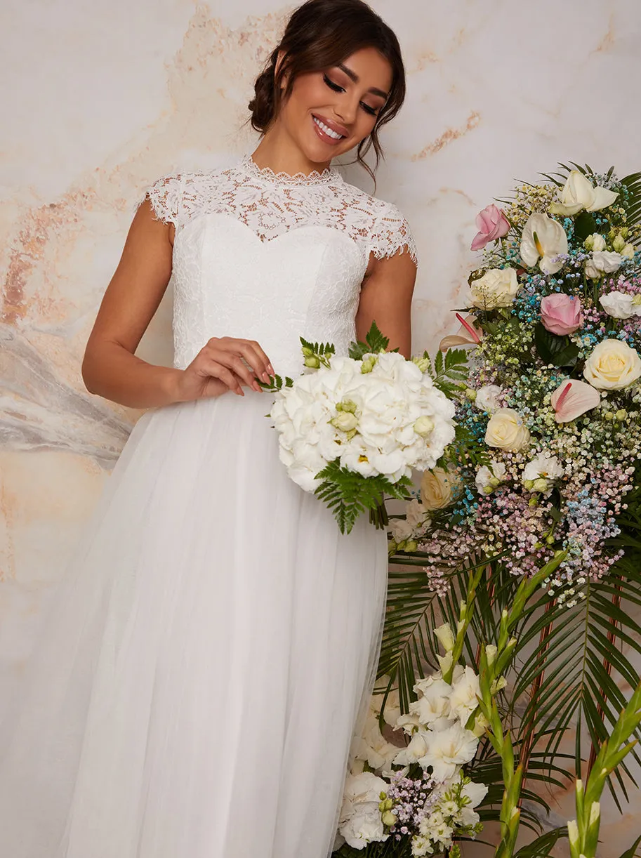 Premium Lace Backless Wedding Dress in White sold by Chi Chi London product image thumbnail 2