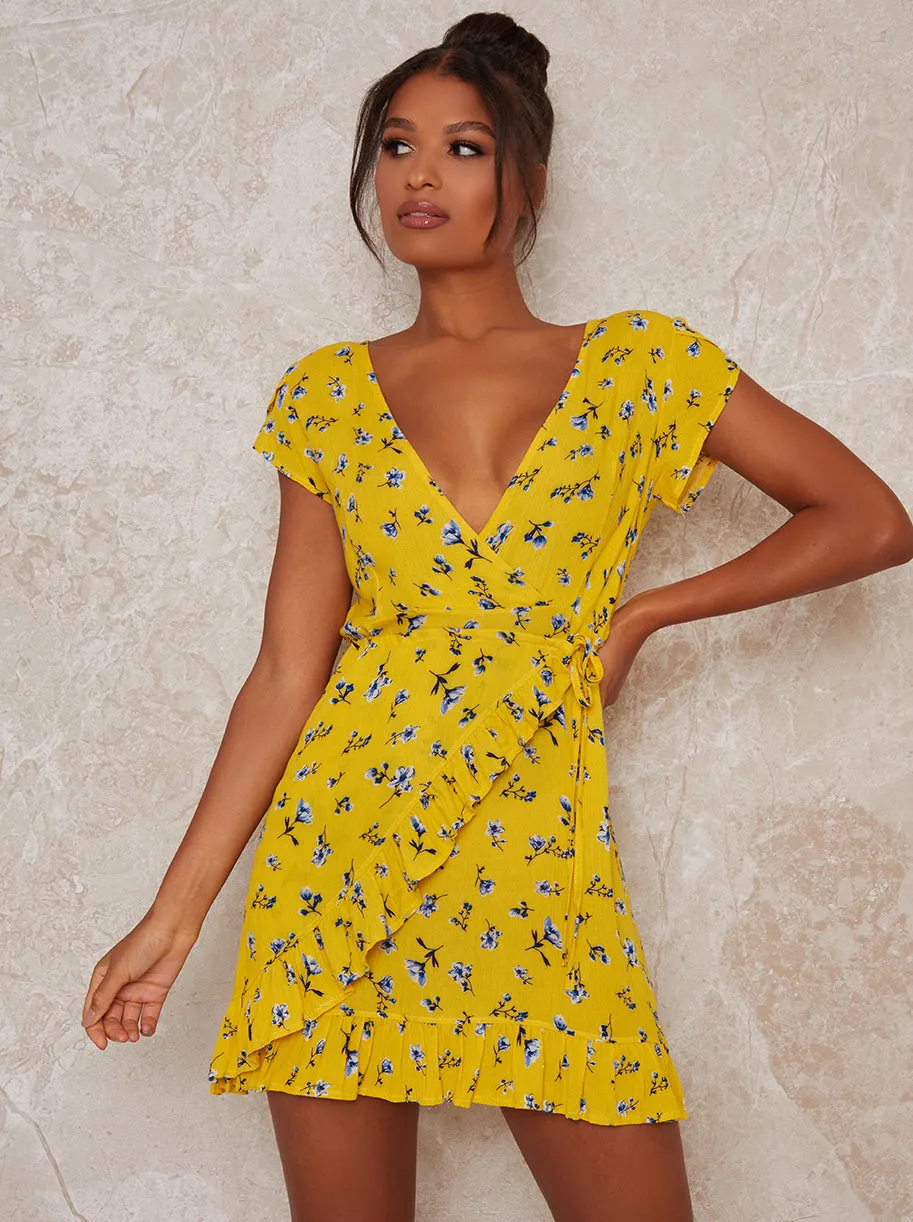 Floral Print Mini Dress in Yellow sold by Chi Chi London product image thumbnail 3