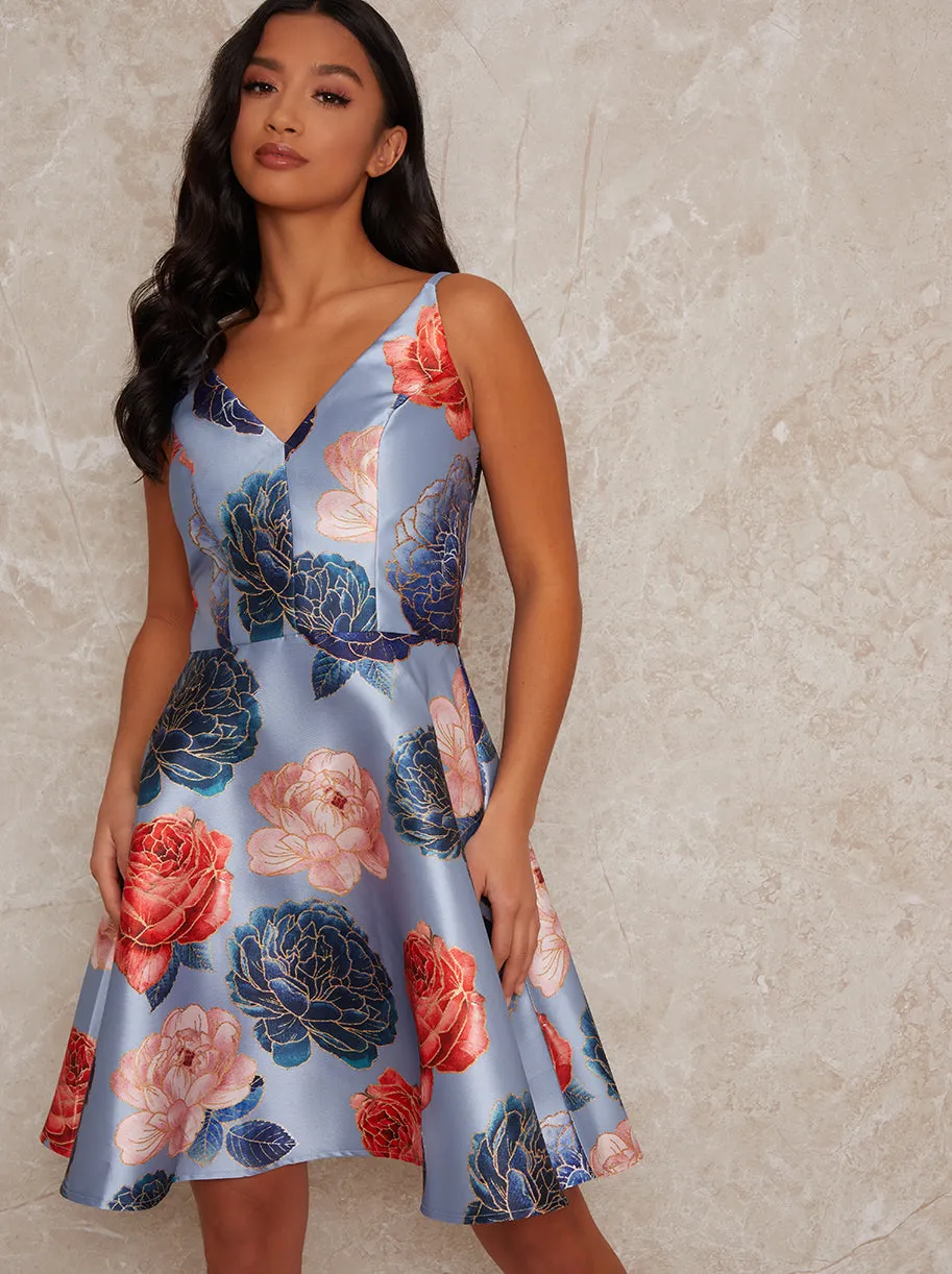 Petite Cami Strap Floral Mini Dress in Blue sold by Chi Chi London product image thumbnail 2