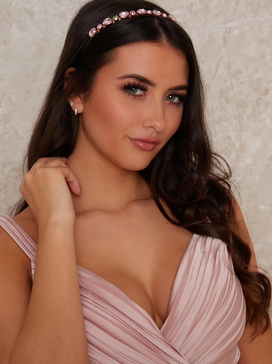Jewelled Statement Occasion Headband In Pink sold by Chi Chi London product image thumbnail 2