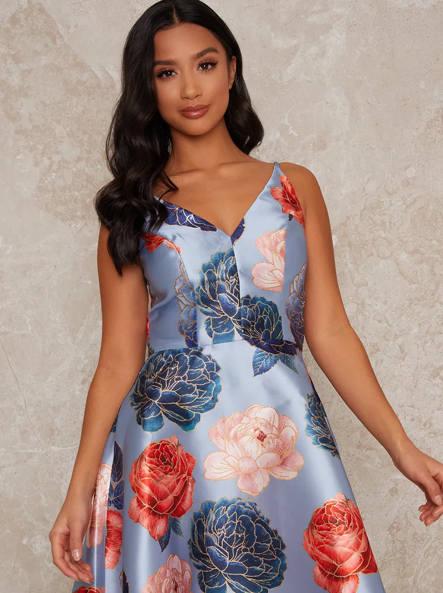 Petite Cami Strap Floral Mini Dress in Blue sold by Chi Chi London product image thumbnail 4