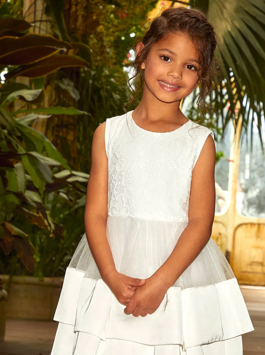 Younger Girls Lace Tiered Midi Dress in White sold by Chi Chi London product image thumbnail 2
