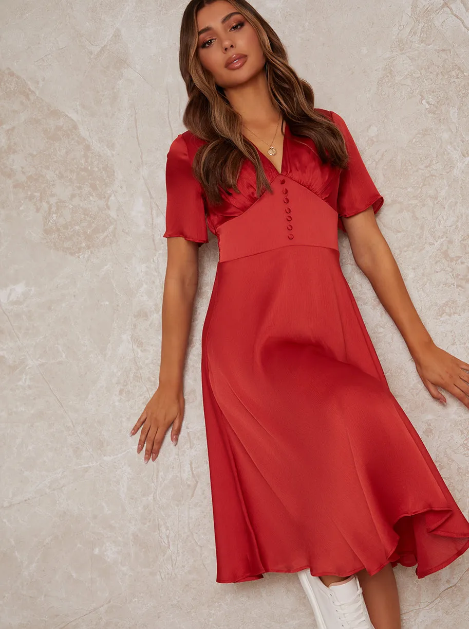 Midi Day Dress with Angel Sleeves in Orange sold by Chi Chi London product image thumbnail 2