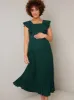 Maternity Pleated Frill Midi Dress in Green sold by Chi Chi London