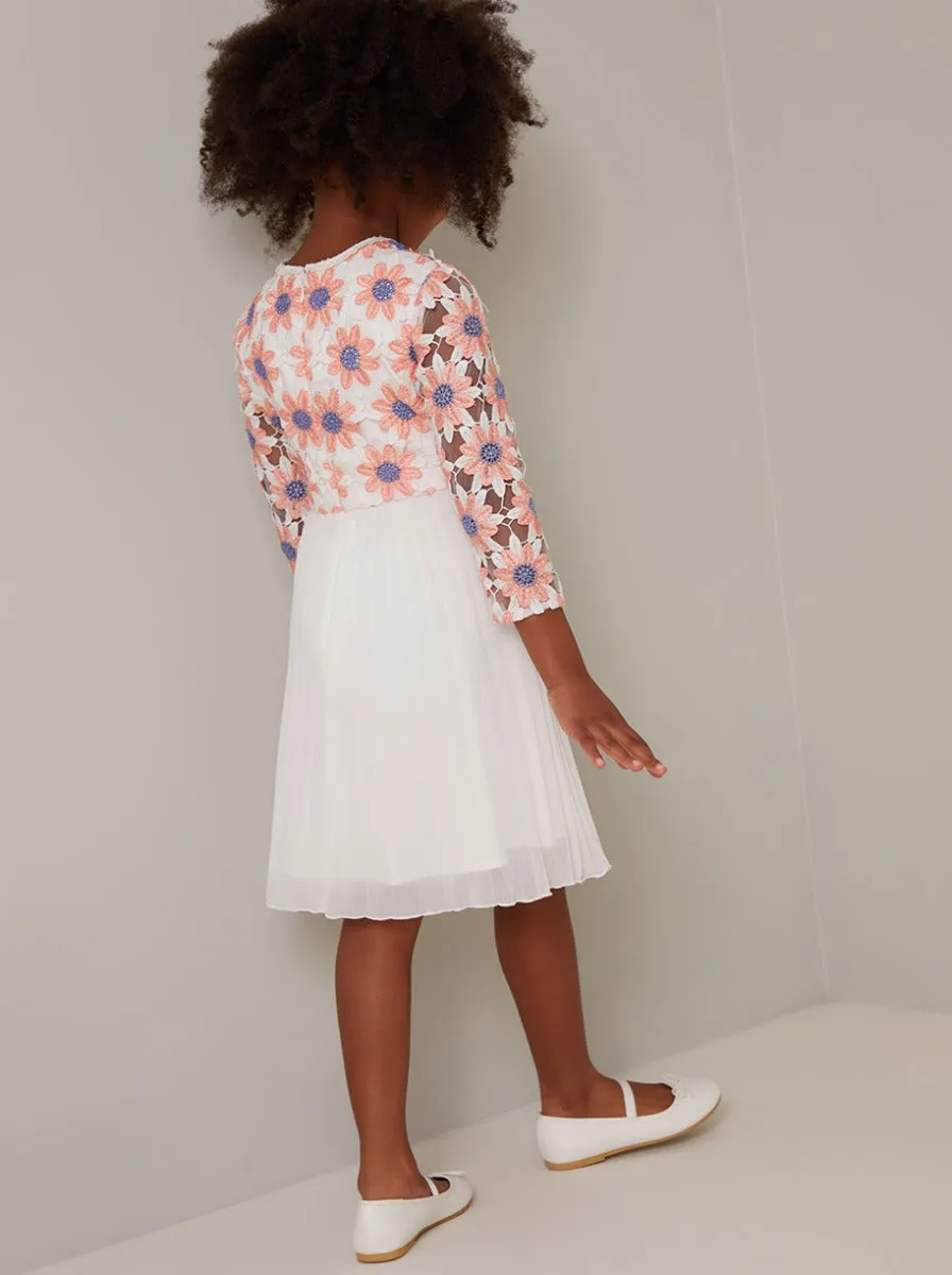 Girls Long Sleeved Lace Bodice Midi Dress in White sold by Chi Chi London product image thumbnail 3