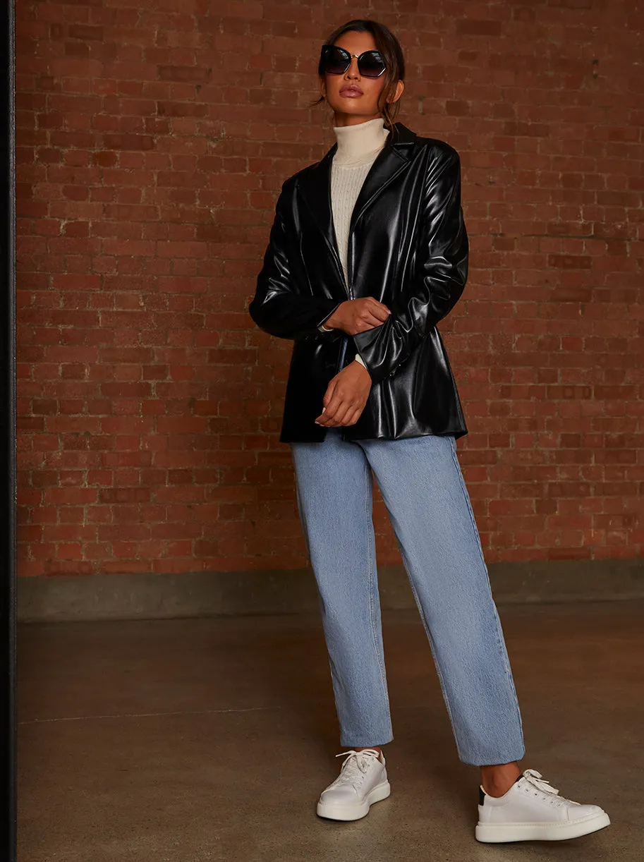 Faux Leather Blazer in Black sold by Chi Chi London product image thumbnail 2