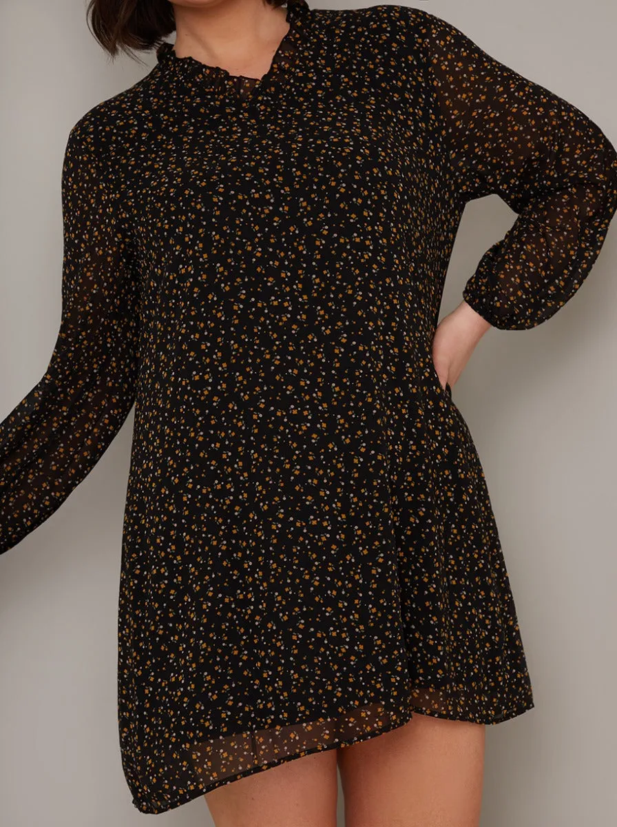 Plus Size Ditsy Print Mini Dress in Black sold by Chi Chi London product image thumbnail 4