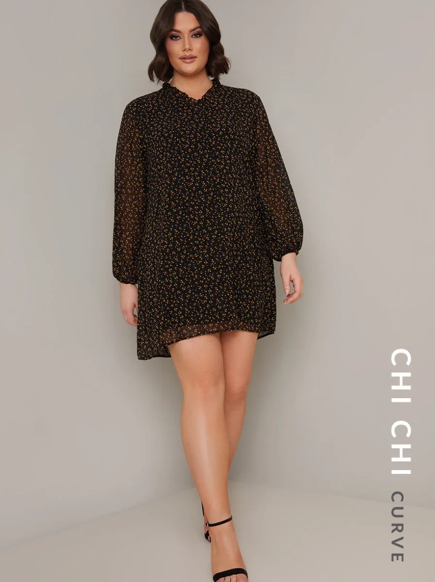 Plus Size Ditsy Print Mini Dress in Black sold by Chi Chi London product image thumbnail 2