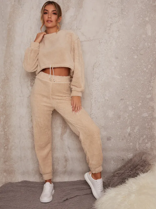 Teddy Long Sleeve Lounge Set in Cream sold by Chi Chi London