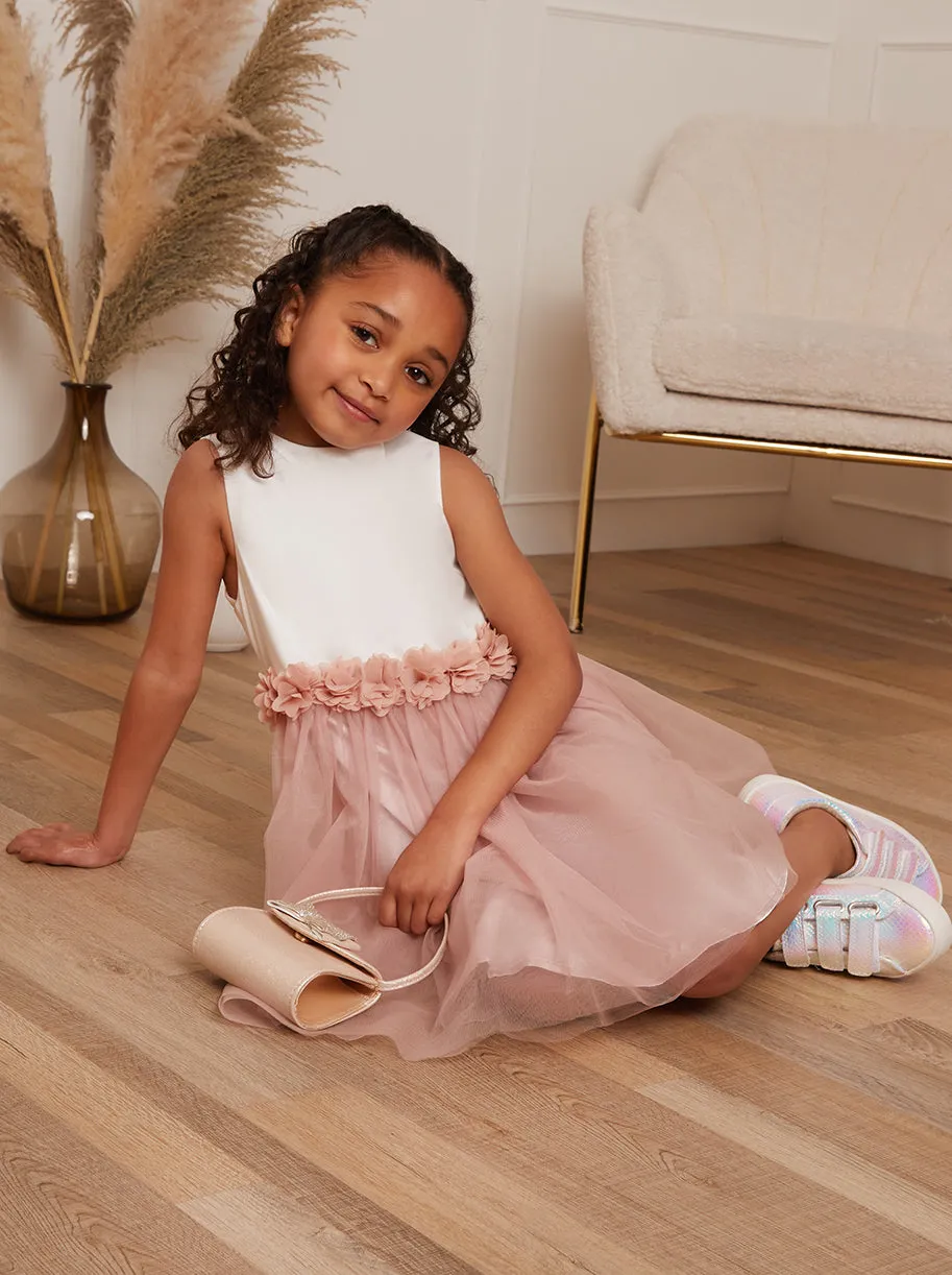 Girls Contrast 3D Floral Tutu Dress in Pink sold by Chi Chi London product image thumbnail 3