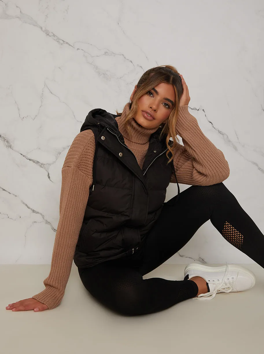 Quilted Puffer Gilet in Black sold by Chi Chi London