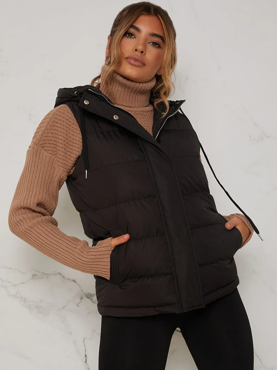 Quilted Puffer Gilet in Black sold by Chi Chi London product image thumbnail 2