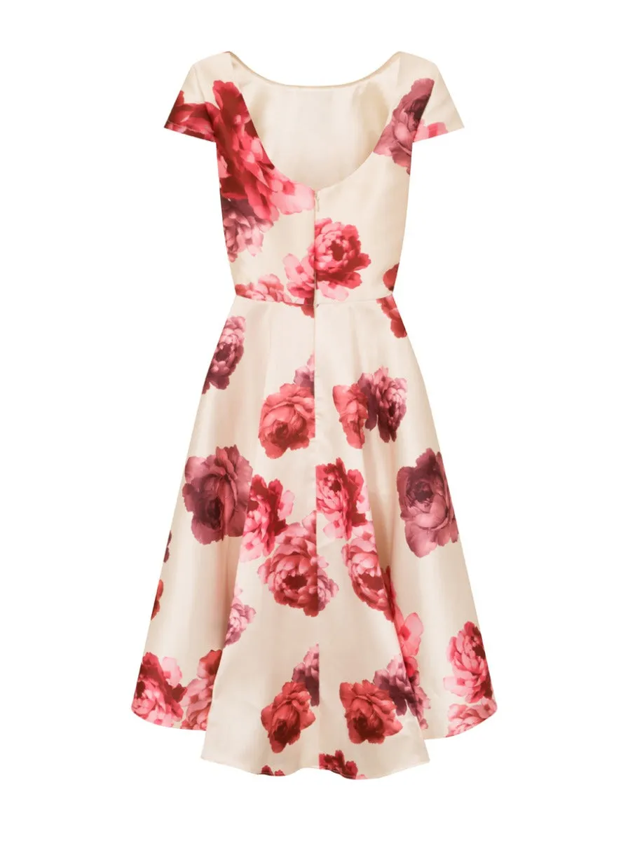 Cap Sleeved Dip Hem Midi Dress in Cream sold by Chi Chi London product image thumbnail 2