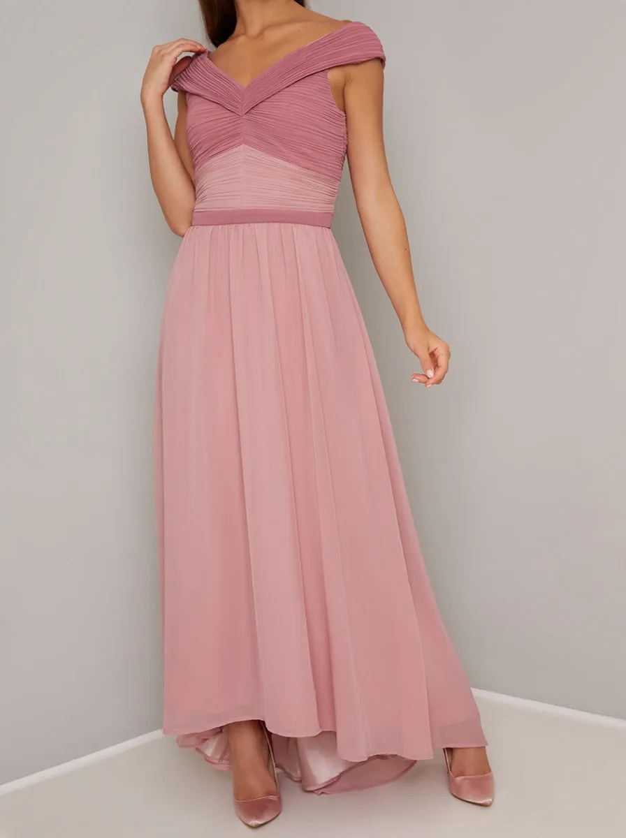Bardot Ruched Detail Maxi Dress in Pink sold by Chi Chi London product image thumbnail 3